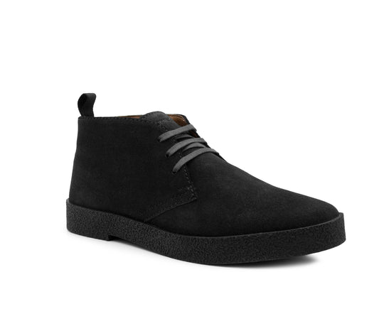 Mens Black Suede Desert Boots Smart Casual Lace-Up Chukka Boots with Rubber Sole