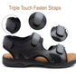 JOHN Mens Black Leather Hiking Sandals