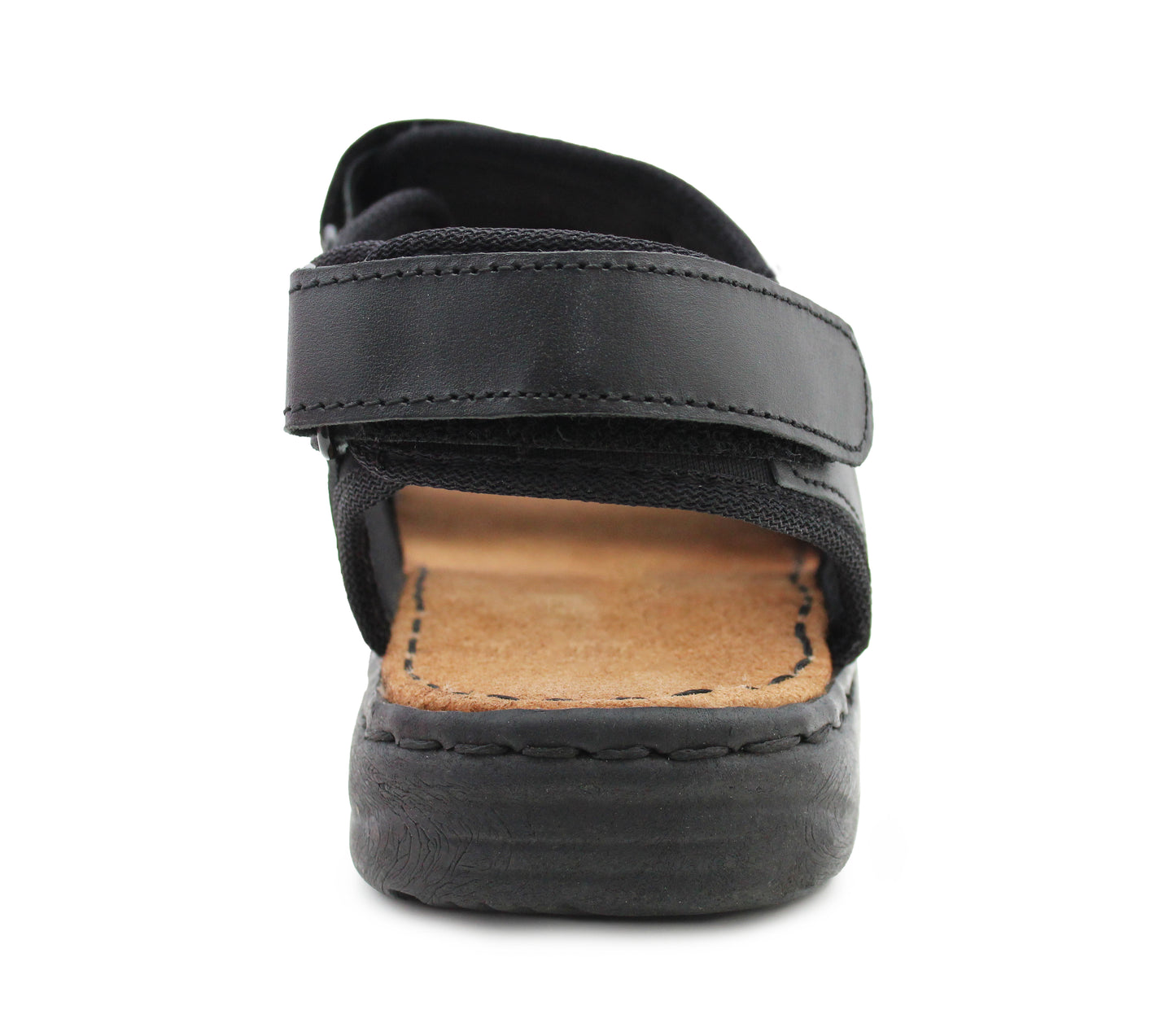 JOHN Mens Black Leather Hiking Sandals