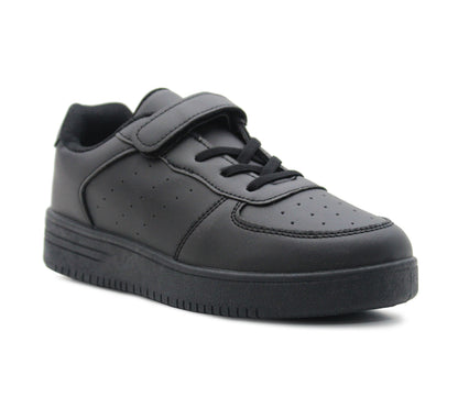 Kids Unisex Trainers Black Youth Boys Girls Touch Fastening Sports PE Gym Sneakers School Shoes