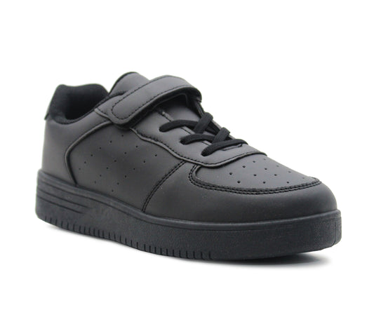 Kids Unisex Trainers Black Youth Boys Girls Touch Fastening Sports PE Gym Sneakers School Shoes