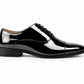 Mens Smart Formal Black Patent Shine Oxford Cap Toe Derby Dress Shoe