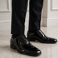 Mens Smart Formal Black Patent Shine Oxford Cap Toe Derby Dress Shoe