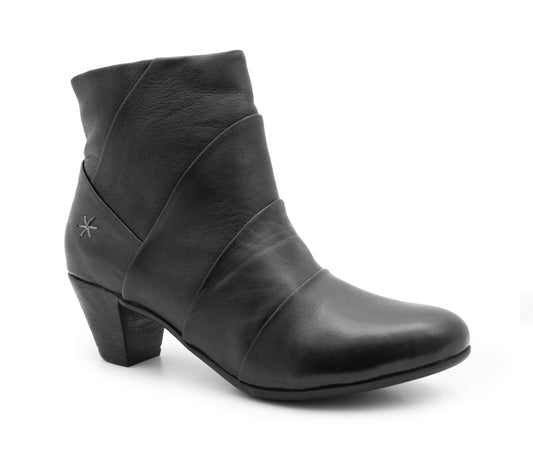Women's Leather Ankle Boots Ladies Memory Foam Zip Up Comfort Mid Heel Boots