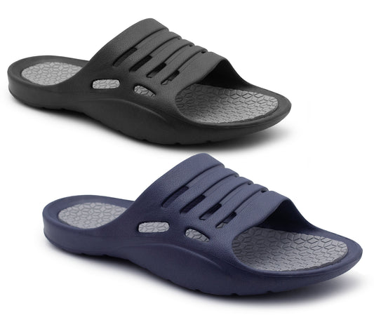 Mens Sliders Lightweight Slip On Pool Slides Bathroom Shower EVA Slippers Backless Beach Flip Flops Sports Leisure Mule Sandals