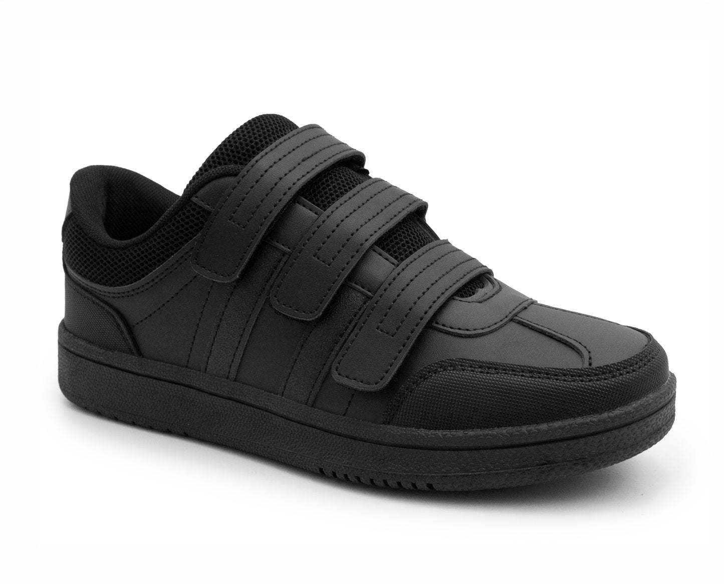 Boys Touch Fasten Trainers Kids Easy Close PE School Shoes Black Uniform Sneakers