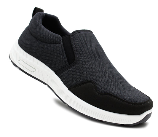 Mens Breathable Mesh Slip On Trainers Casual Flat Sneaker Pumps Black