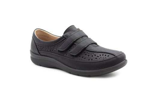 Womens Touch Fasten Loafers Flat Ladies Casual Breathable Office Nurse Pumps Shoes Black