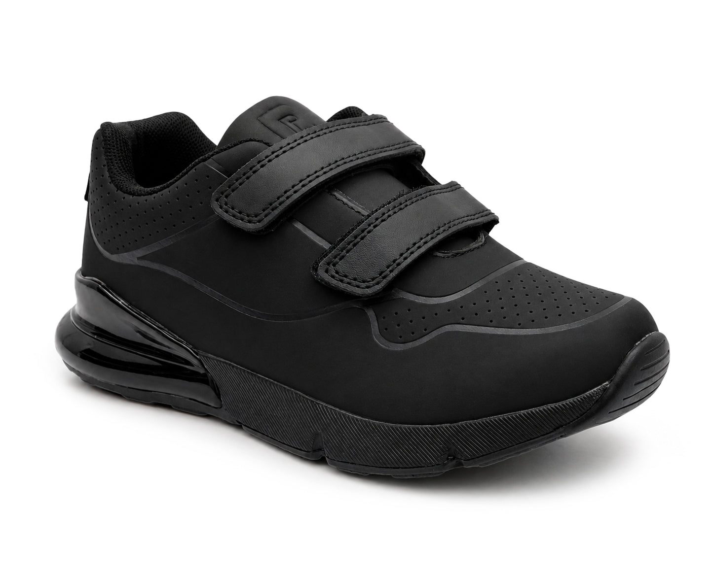 Kids Boys Black School Trainers Easy Fasten Touch Fastening Shoes Faux Leather Smart Uniform Sports Sneakers for Toddlers, Juniors & Older Boys
