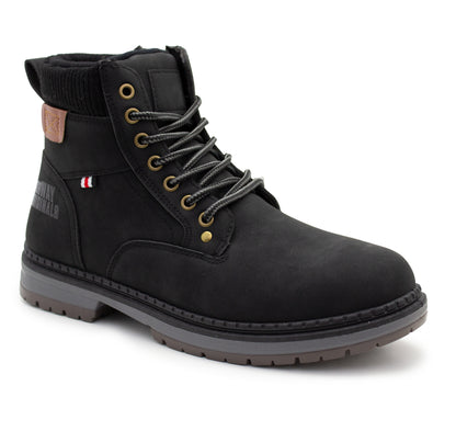 Mens Ankle Boots Faux Leather Smart Casual Lace Up Side Zip Padded Ankle Collar Fashion Combat Boots