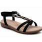 Womens Strappy Sandals Elastic Back Strap Comfort Flat Open Toe Summer Casual Beach Holiday Shoes