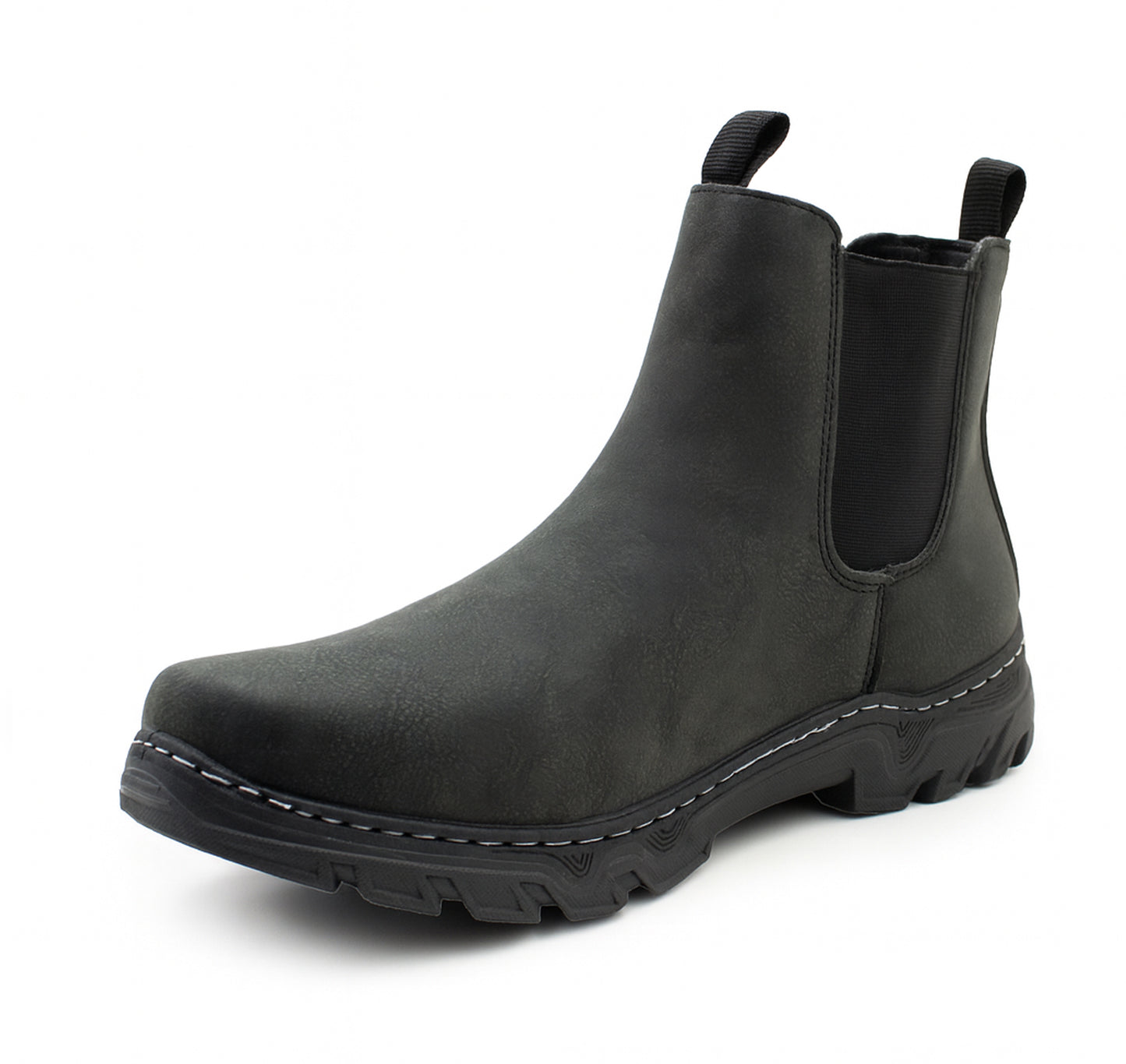 Mens Chelsea Boots Rugged Faux Leather Dealer Ankle Boots Slip On Elastic Twin Gusset Fashion Boot