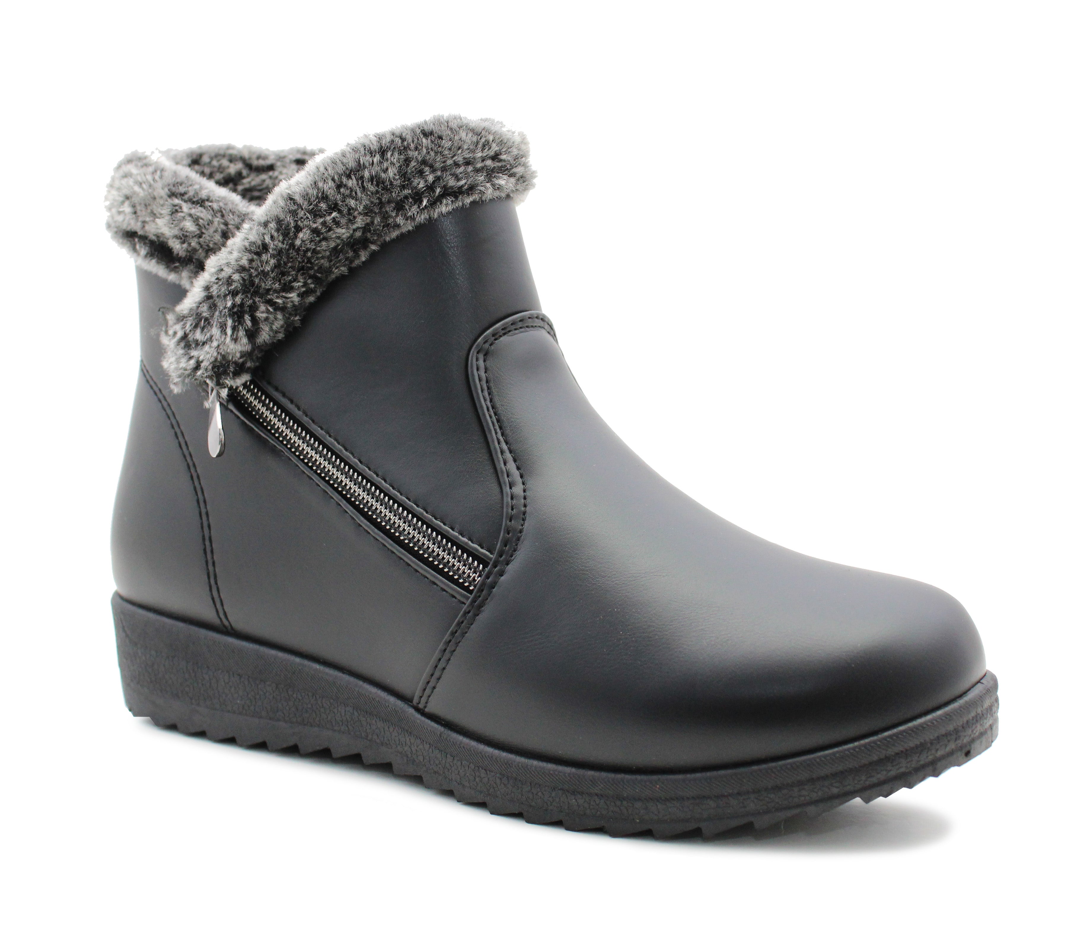 Ladies ankle boots with fur trim online