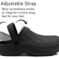 Womens Lightweight Clogs EVA Slip On Garden Adjustable Strap Summer Beach Hospital Nurse Kitchen Chef Water Shoes Sandals in Black