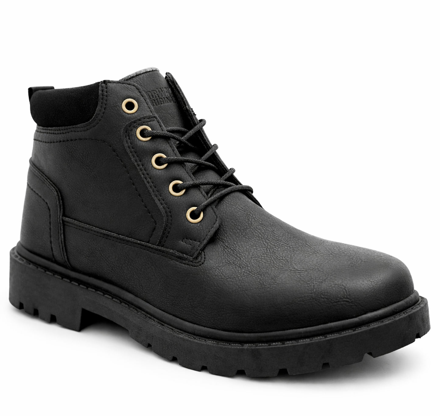 Mens Ankle Boots Faux Leather Smart Casual Lace Up Fashion Combat Boots in Black