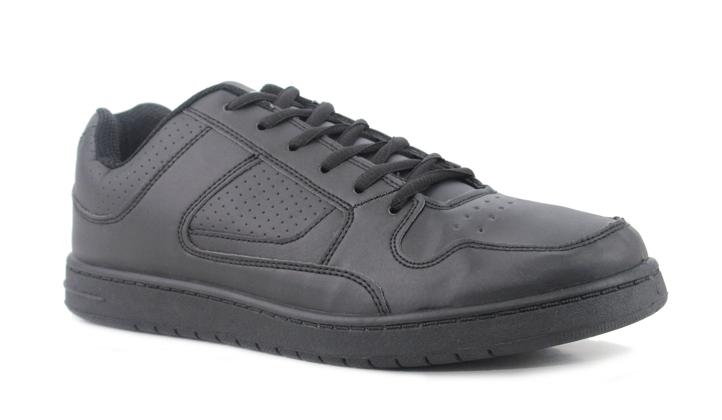 Mens Lace Up Casual Flat Fashion Gym Sneaker Black Trainers