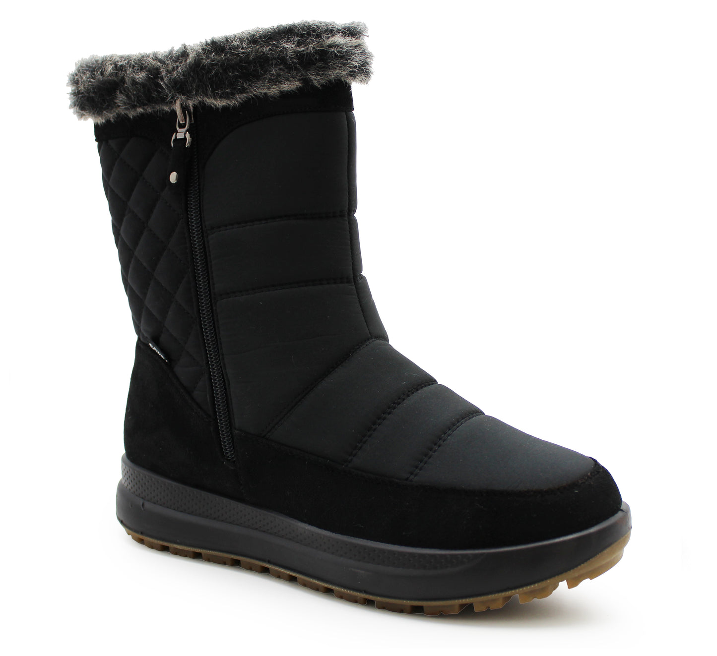 Womens Winter Snow Boots Warm Insulated Faux Fur Lined Ladies Mid Calf Zip Up Quilted Boots
