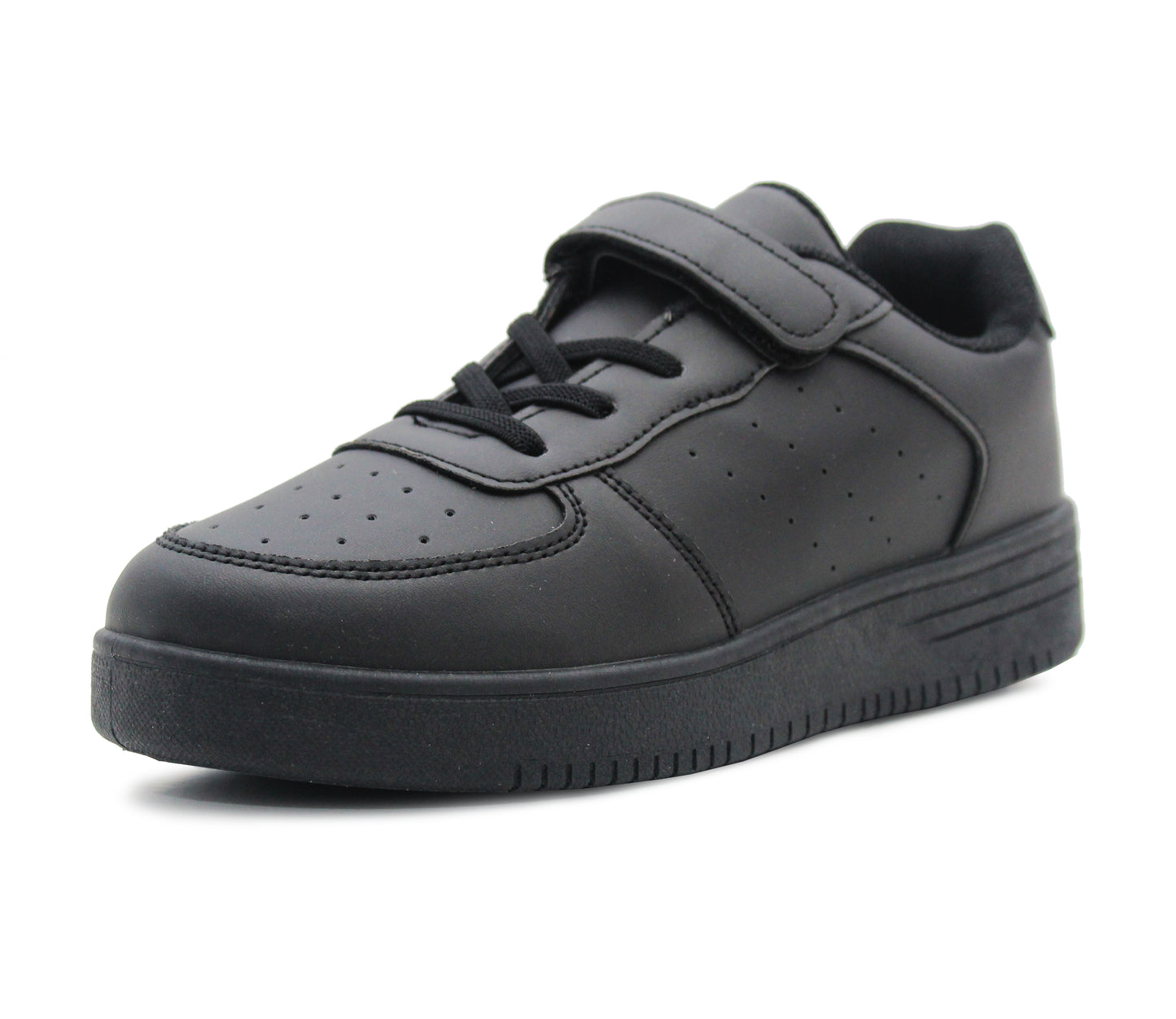 Kids Unisex Trainers Black Youth Boys Girls Touch Fastening Sports PE Gym Sneakers School Shoes