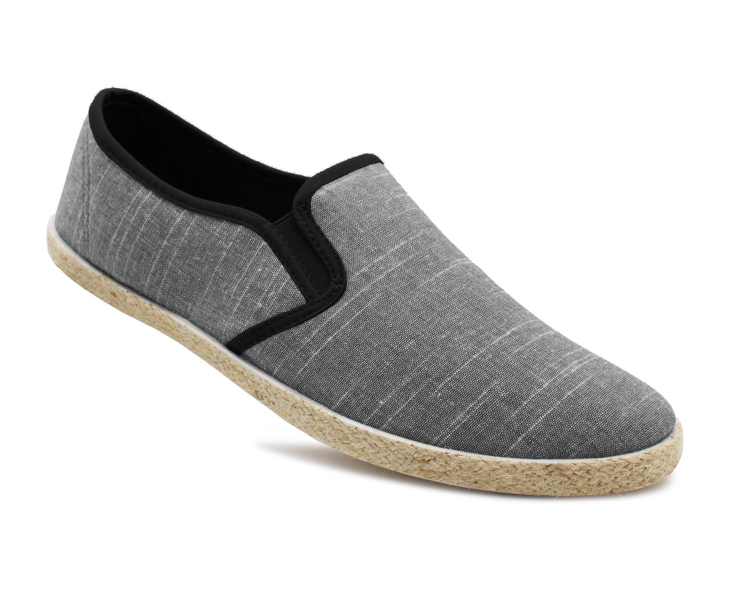 Mens Canvas Slip On Plimsoll Trainers Casual Flat Deck Shoe Boat Sneaker Pumps Black