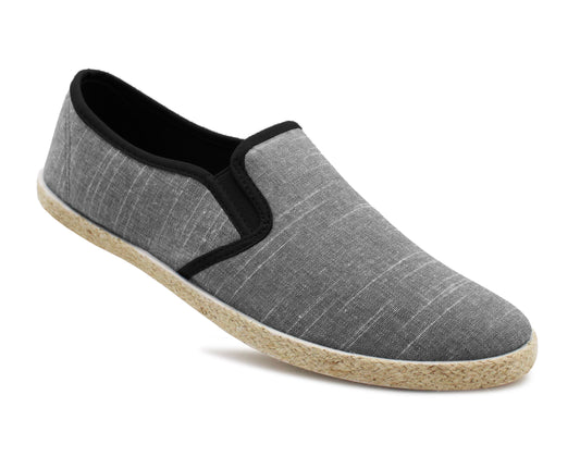 Mens Canvas Slip On Plimsoll Trainers Casual Flat Deck Shoe Boat Sneaker Pumps Black