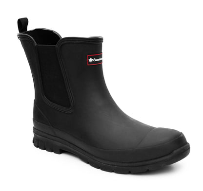 Womens Waterproof Wellies Ankle Boots Ladies Rubber Wellingtons Slip On Short Rain Boot in Black