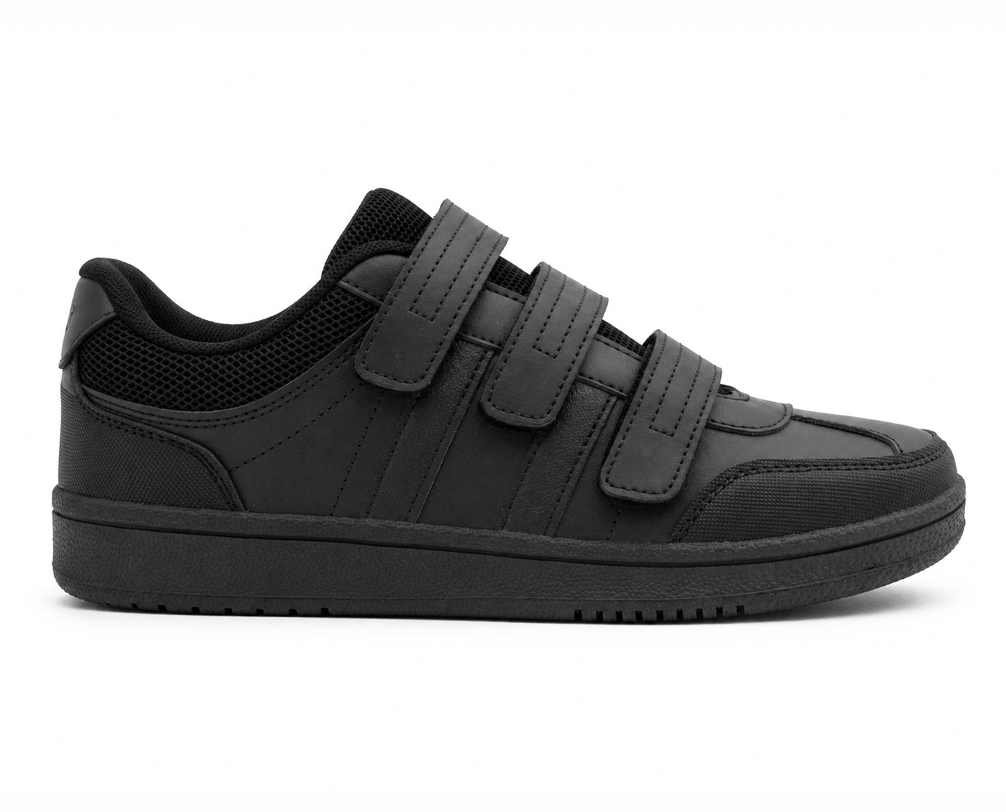 Boys Touch Fasten Trainers Kids Easy Close PE School Shoes Black Uniform Sneakers