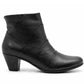 Women's Leather Ankle Boots Ladies Memory Foam Zip Up Comfort Mid Heel Boots