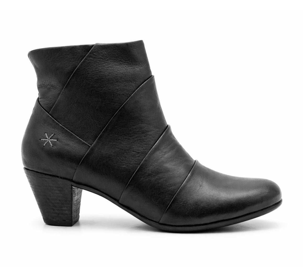 Women's Leather Ankle Boots Ladies Memory Foam Zip Up Comfort Mid Heel Boots