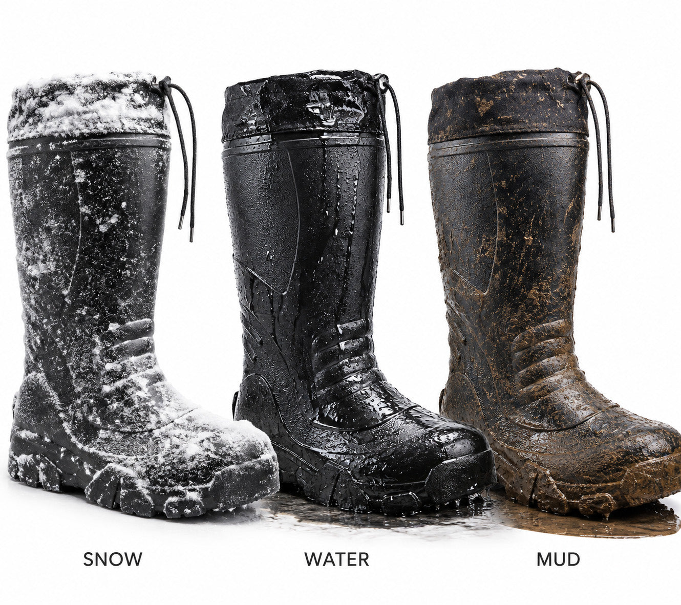 Mens Thermal Lightweight Wellies Waterproof EVA Fleece Lined Winter Snow Boots