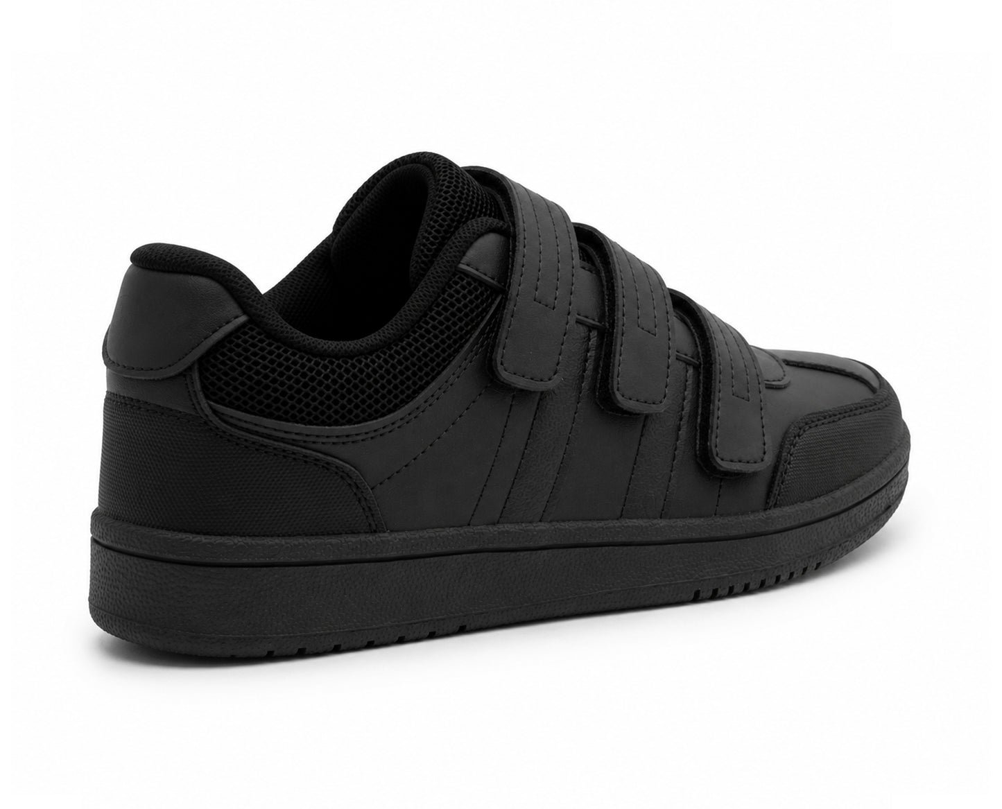 Boys Touch Fasten Trainers Kids Easy Close PE School Shoes Black Uniform Sneakers