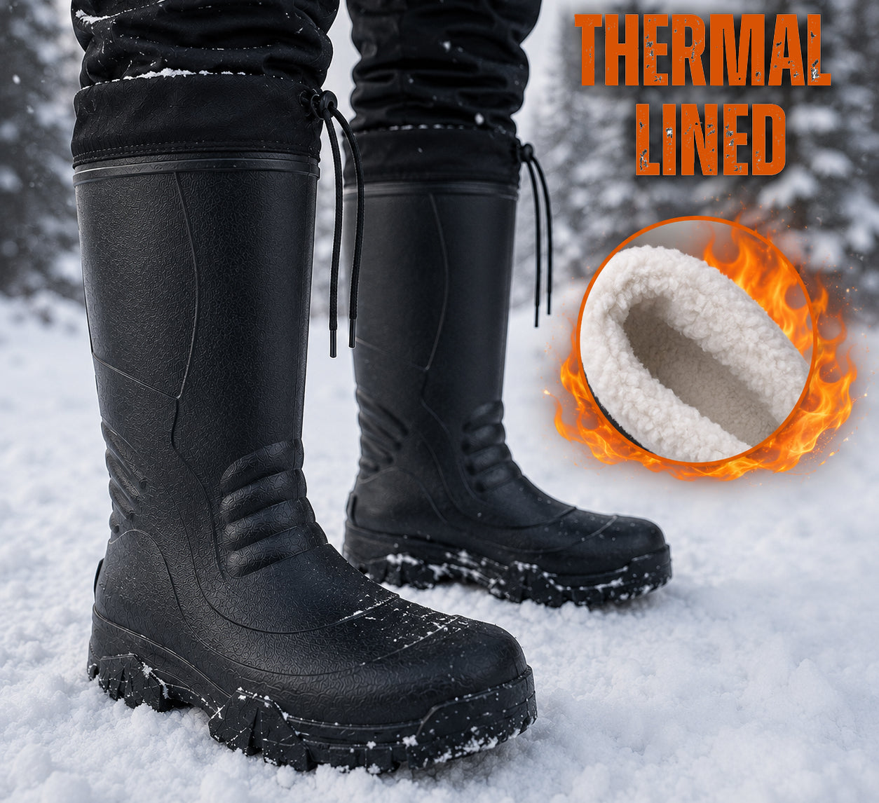 Mens Thermal Lightweight Wellies Waterproof EVA Fleece Lined Winter Snow Boots
