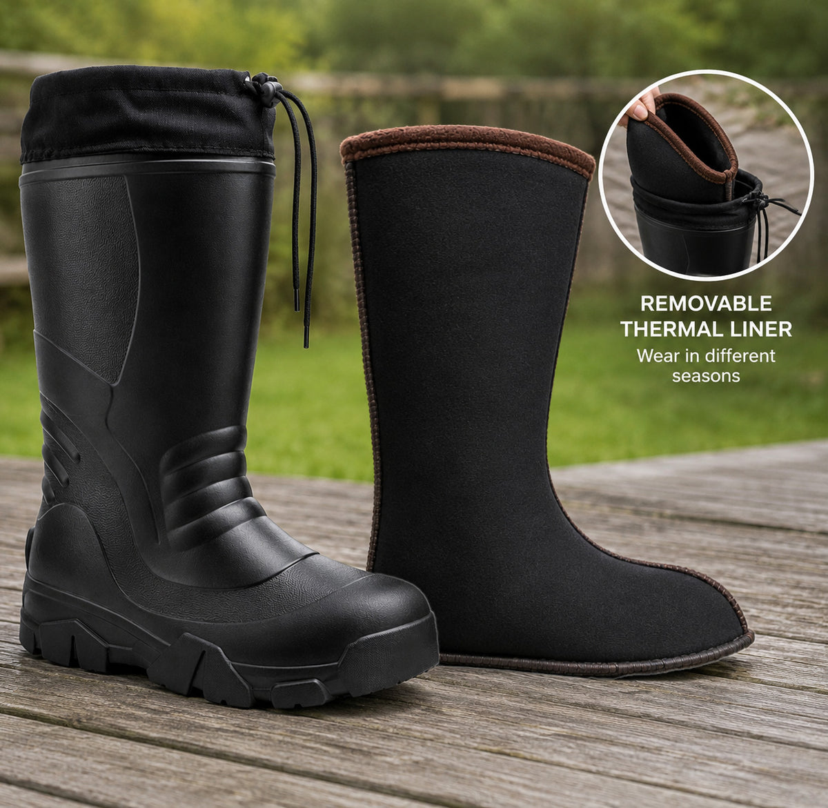 Mens Thermal Lightweight Wellies Waterproof EVA Wellington Snow Rainboots
