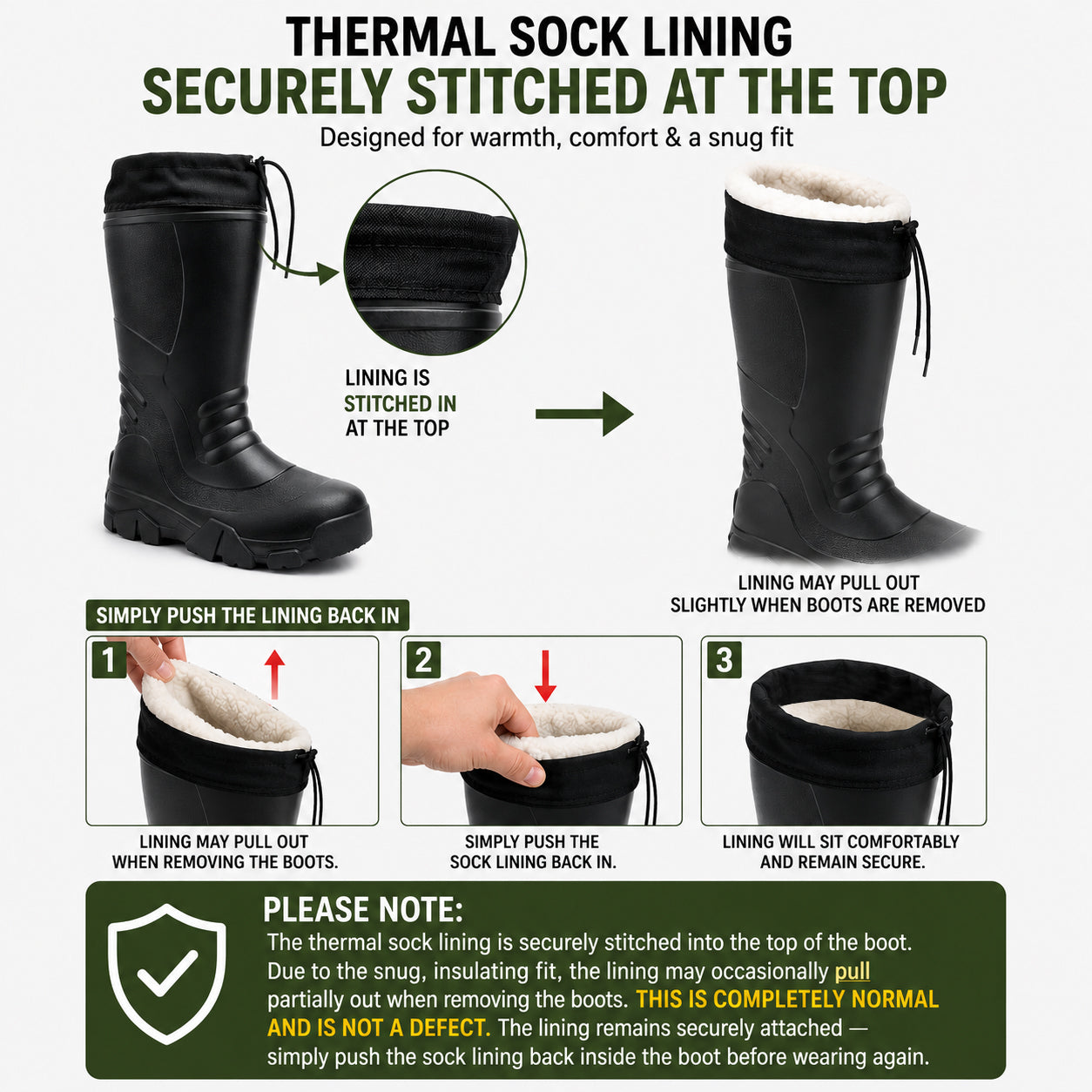 Mens Thermal Lightweight Wellies Waterproof EVA Fleece Lined Winter Snow Boots