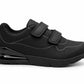 Kids Boys Black School Trainers Easy Fasten Touch Fastening Shoes Faux Leather Smart Uniform Sports Sneakers for Toddlers, Juniors & Older Boys