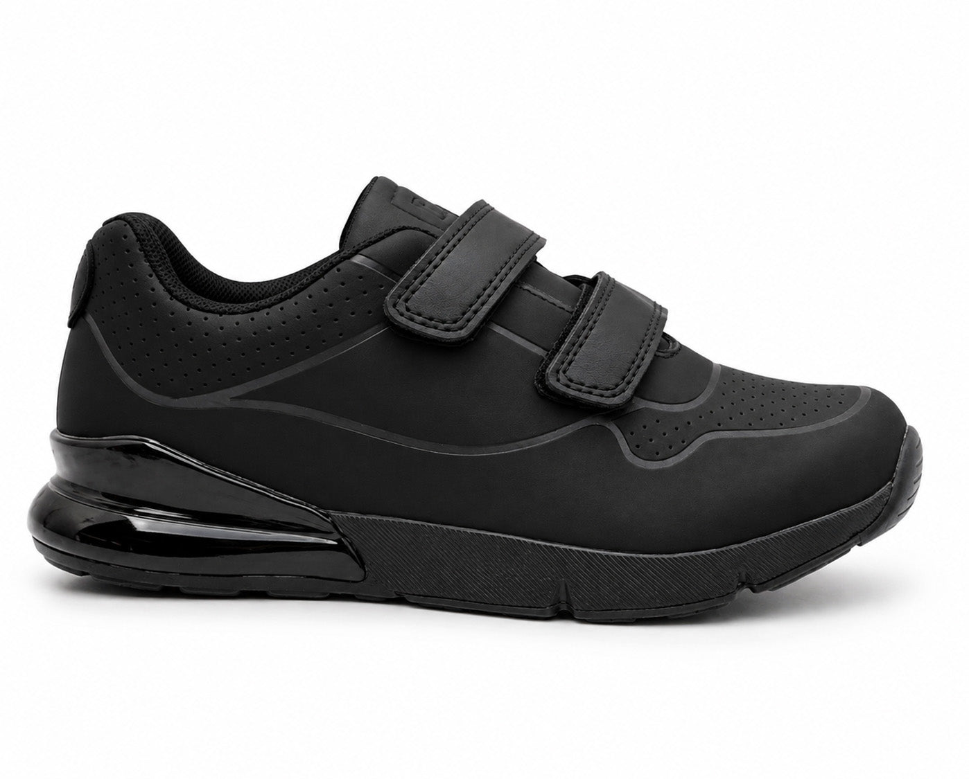 Kids Boys Black School Trainers Easy Fasten Touch Fastening Shoes Faux Leather Smart Uniform Sports Sneakers for Toddlers, Juniors & Older Boys