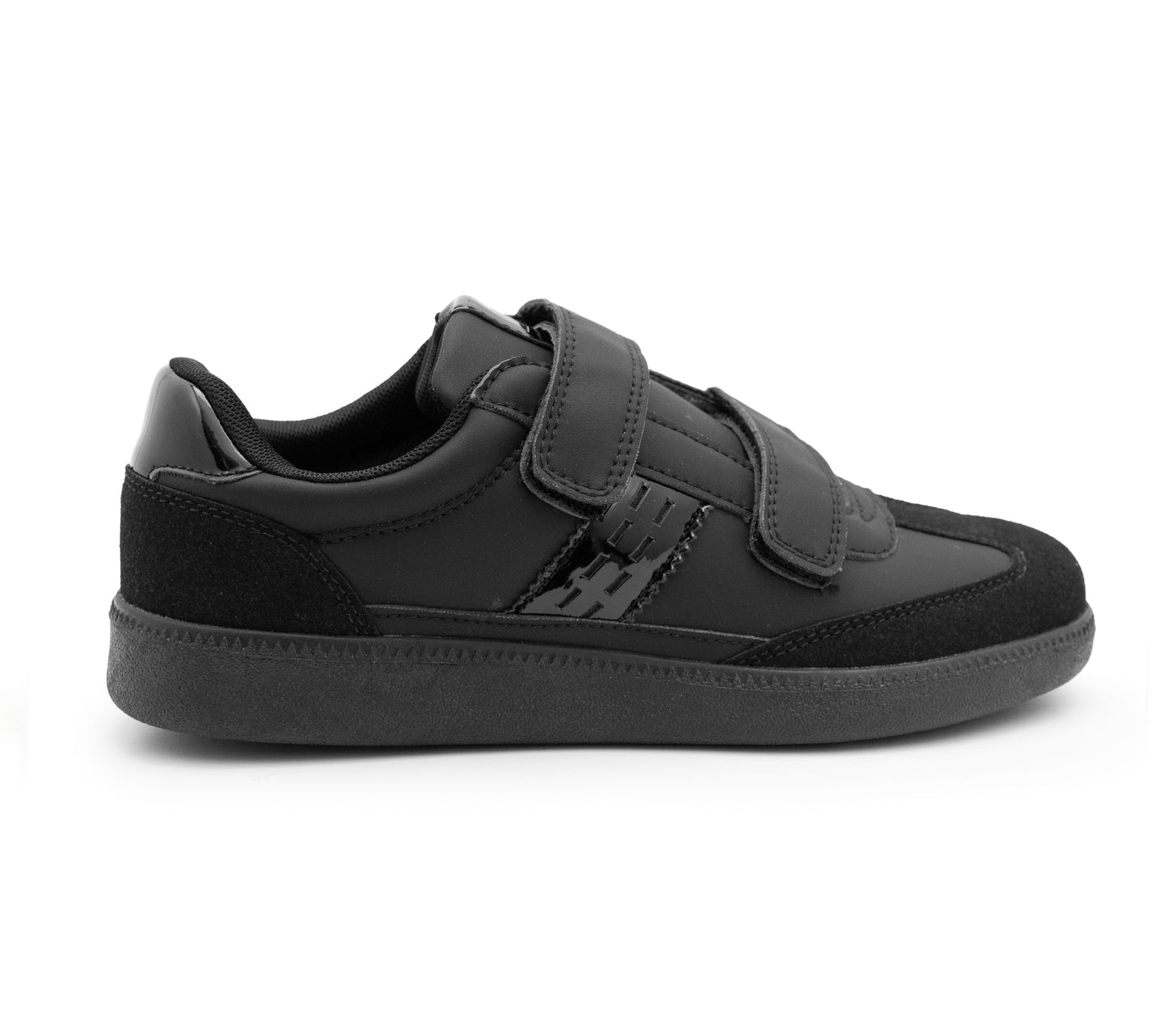 Boys Black Touch Fasten Trainers Kids Youth School Shoes Easy Fasten Slip On Sneakers Smart Uniform Sports Trainer Pumps Shoe