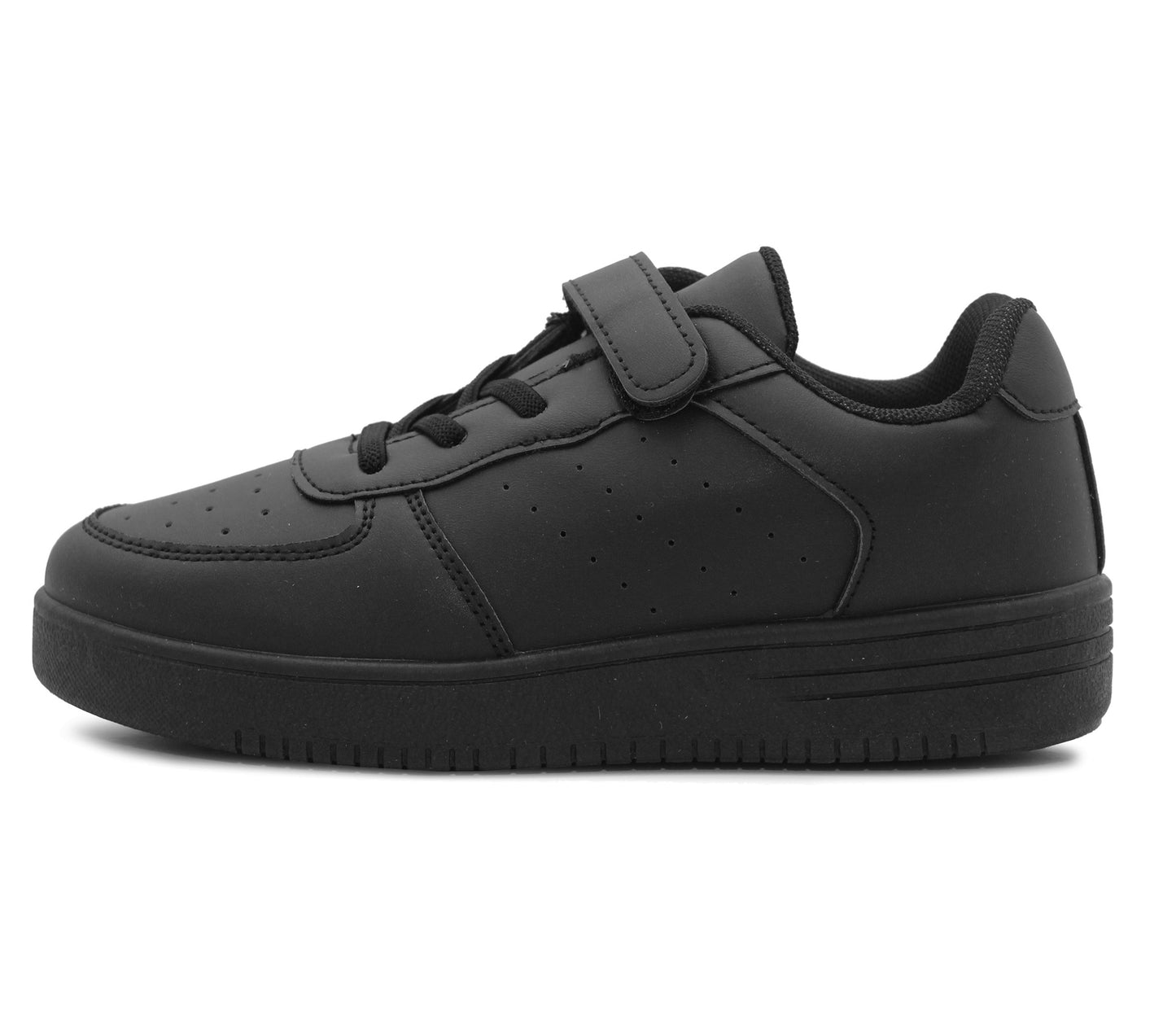 Kids Unisex Trainers Black Youth Boys Girls Touch Fastening Sports PE Gym Sneakers School Shoes