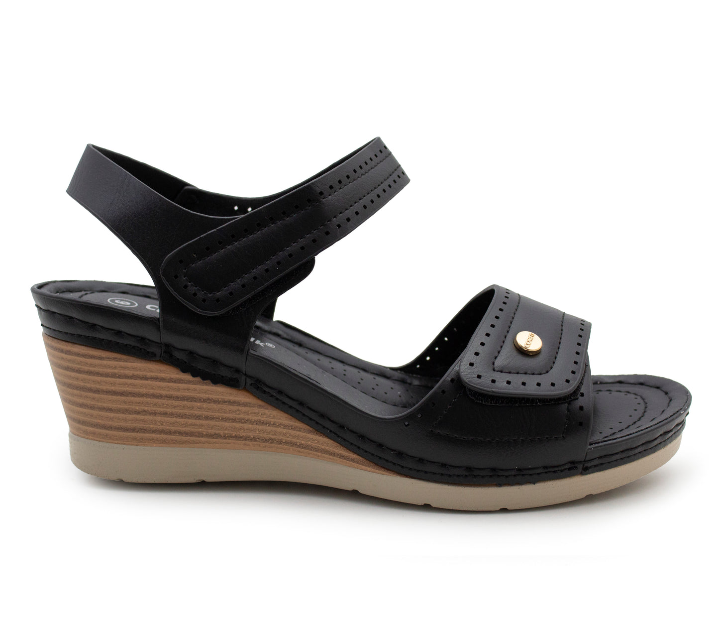 Womens Touch Fasten Lightweight Wedge Heel Platform Sandals Ladies Summer Fashion Slingbacks
