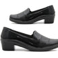 Womens Block Heel Court Shoe Pumps Ladies Patent Smart Slip On Low Heel Office Formal Loafer Shoes