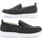 Mens Canvas Denim Slip On Trainers Elastic Flat Casual Deck Boat Shoe Loafers Charcoal Black