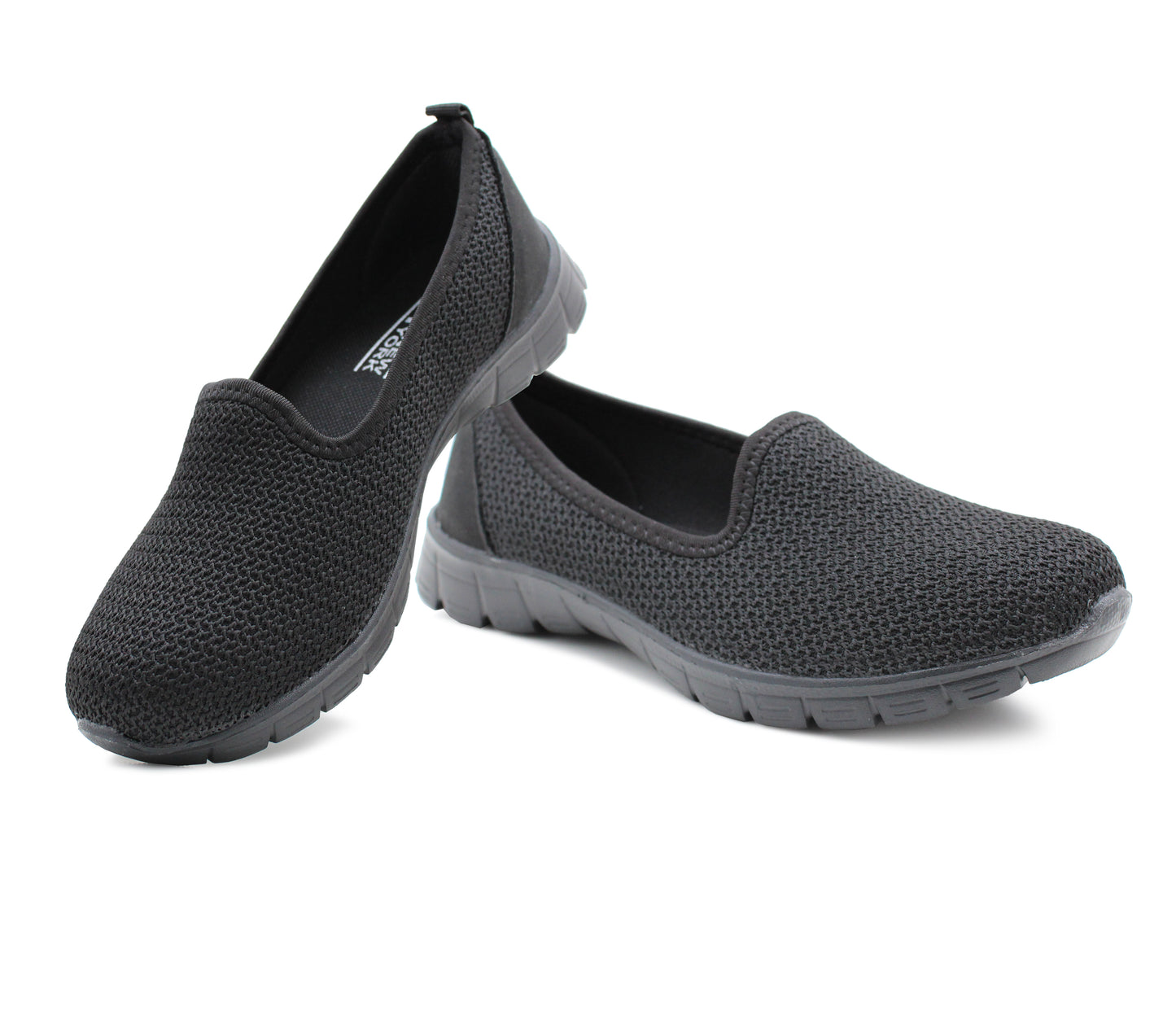 B386880 Womens Lightweight Slip On Breathable Mesh Trainer Pumps in Black