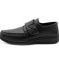 Mens Touch Fasten Formal Shoes Black Faux Leather Gel Foam Insole Smart Office Loafers