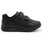 Kids Boys Black School Trainers Easy Fasten Touch Fastening Shoes Faux Leather Smart Uniform Sports Sneakers for Toddlers, Juniors & Older Boys
