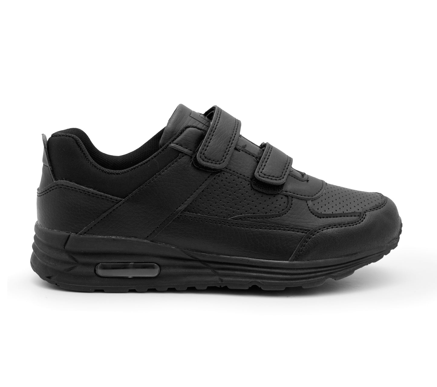 Kids Boys Black School Trainers Easy Fasten Touch Fastening Shoes Faux Leather Smart Uniform Sports Sneakers for Toddlers, Juniors & Older Boys