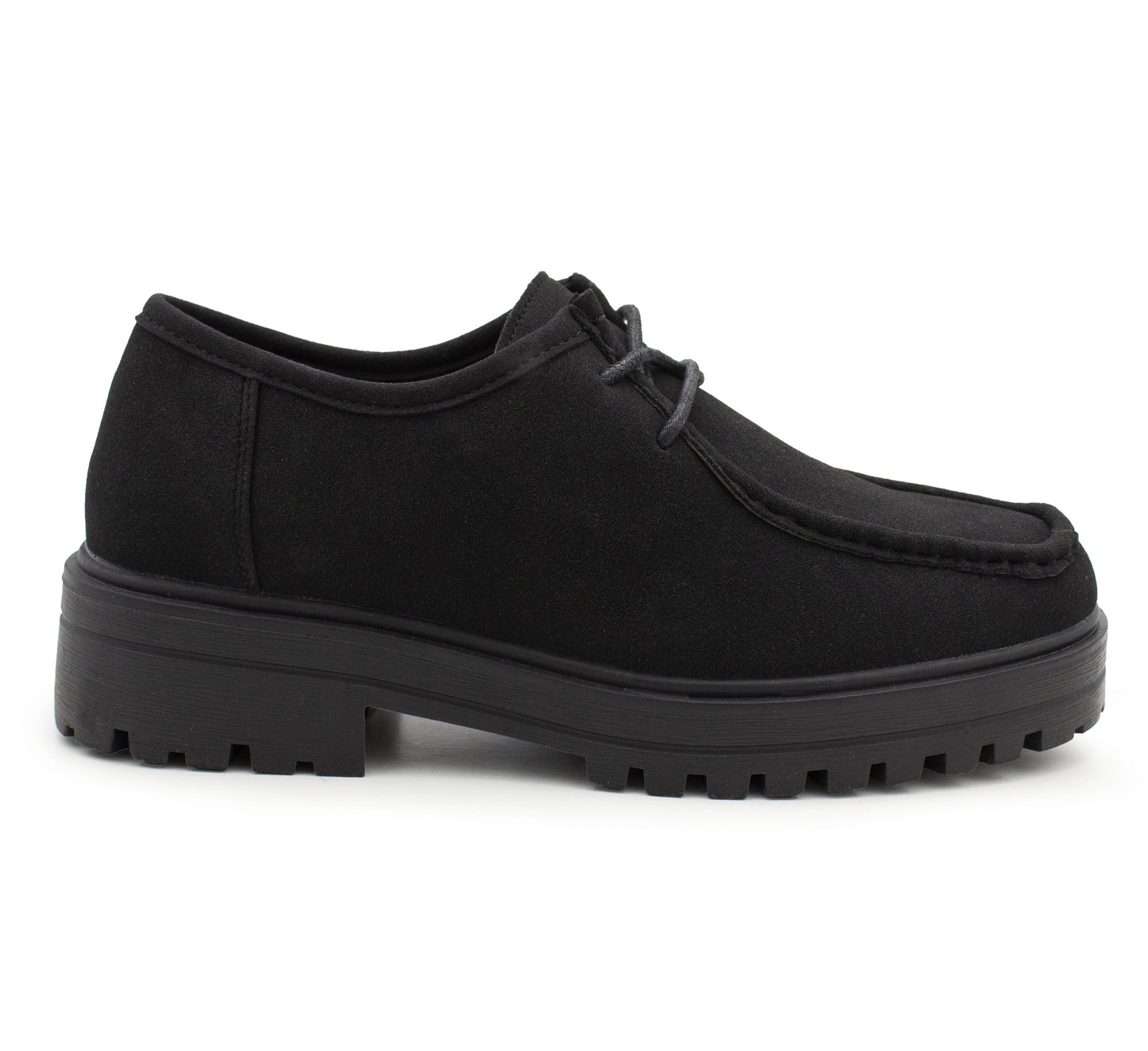 Womens Platform Loafers Faux Suede Chunky Sole Lace Up Block Heel Smart Casual Work Business Formal Shoes