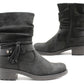 Womens Mid Calf Zip Up Biker Boots Faux Lined Ladies Flat Block Heel Ankle Boots