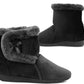 Womens Touch Fasten Slipper Boots Ladies Warm Velour Ankle Bootee Slip On Indoor House Shoes Booties