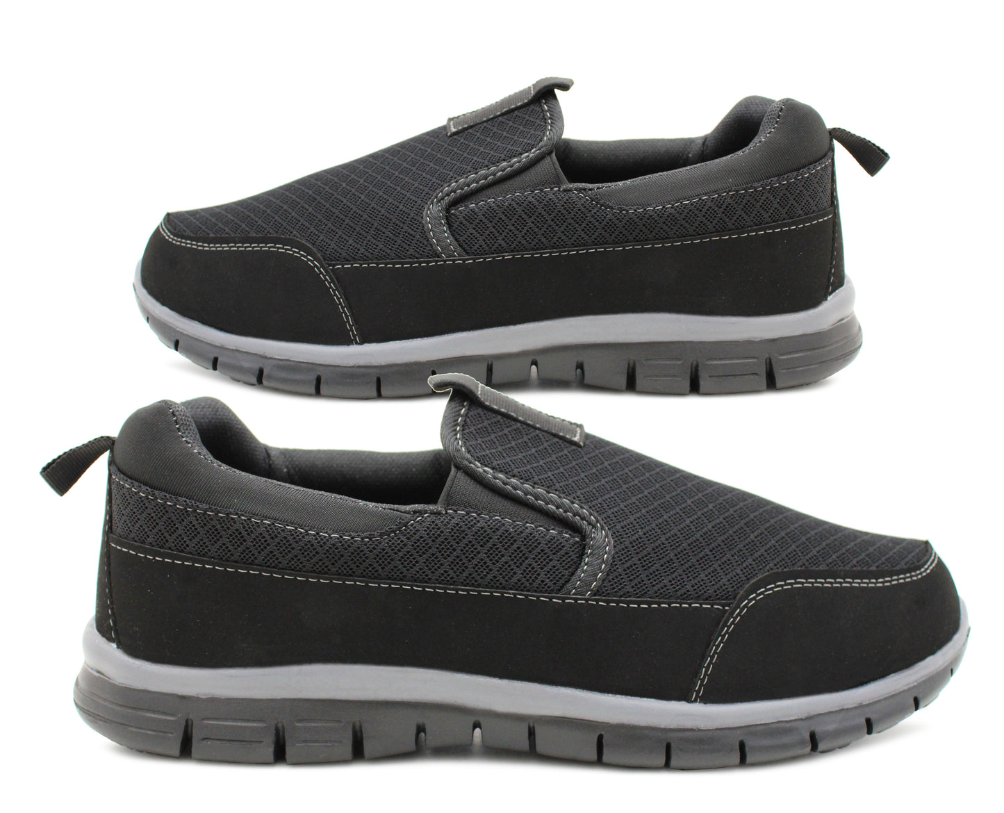 Mens Lightweight Memory Foam Black Trainers Breathable Mesh Slip On Casual Sneaker Pumps Trainers