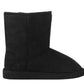 Girls Youth Kids Faux Suede Warm Fur Lined Slip On Mid Calf Snow Winter Black Boots