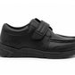 Boys Touch Fasten School Shoes Faux Leather Black to School Kids Smart Uniform Shoes